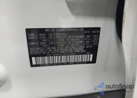 2024 Subaru Outback Onyx Edition from USA, damaged, VIN 4S4BTALC2R3129084